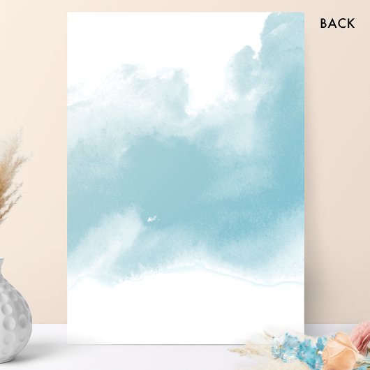 Chique Perzik Blush Bloemen, Aqua Waterverf Bruilo Kaart