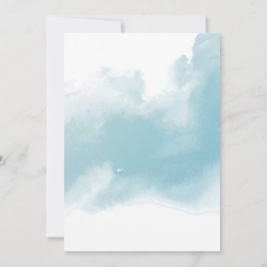 Chique Perzik Blush Bloemen, Aqua Waterverf Bruilo Kaart (Achterkant)