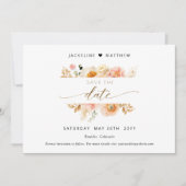 Chique Perzik en Crème Bloemen Bruiloft Save The D Date (Voorkant)