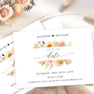 Chique Perzik en Crème Bloemen Bruiloft Save The D Save The Date