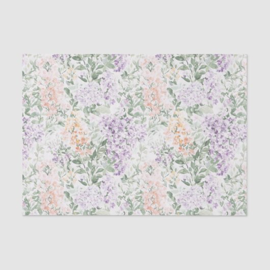 Chique perzik lila lavendel bloem bruiloftsborrel tissuepapier (Voorkant)