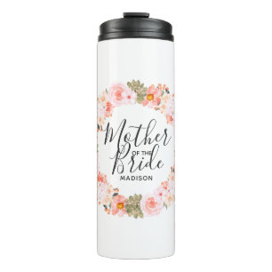 Chique Perzik Mint Bloemenkrans Moeder van de Brui Thermosbeker