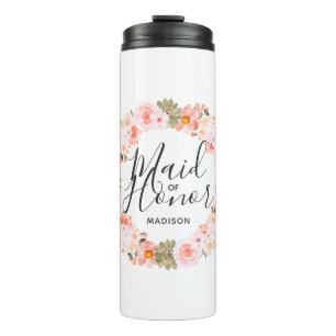 Chique Perzik Mint Moderne Bloemenkrans Bruidsmeis Thermosbeker