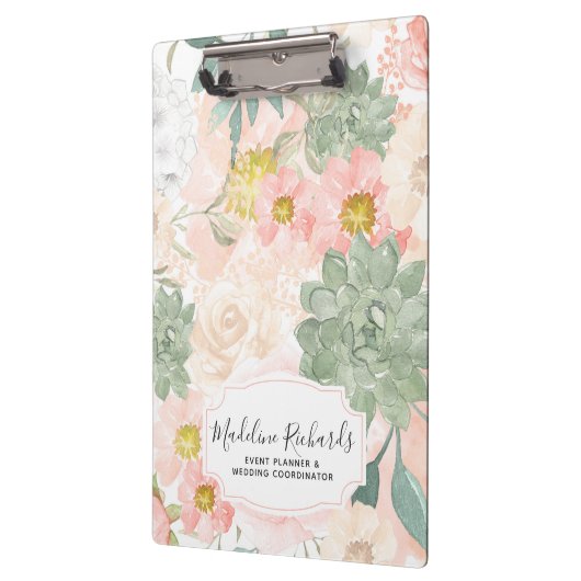 Chique Perzik & Mint Waterverf Bloemen & Sappige Klembord (Links)