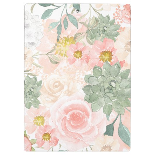 Chique Perzik & Mint Waterverf Bloemen & Sappige Klembord (Achterkant)