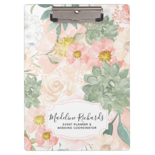 Chique Perzik & Mint Waterverf Bloemen & Sappige Klembord
