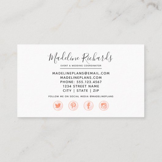 Chique Perzik Munt Succulenten met Social Media Ic Visitekaartje (Achterkant)