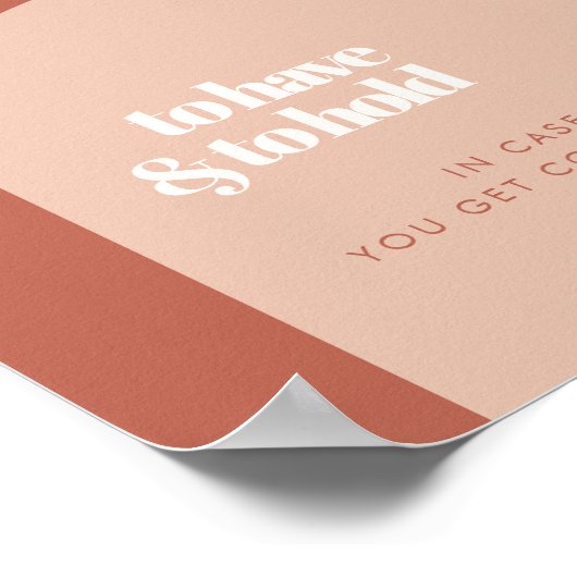 Chique perzik om te hebben en te houden bruiloft d poster (Hoek)