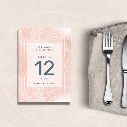 Chique perzik ovalen & cirkels bruiloft kaart