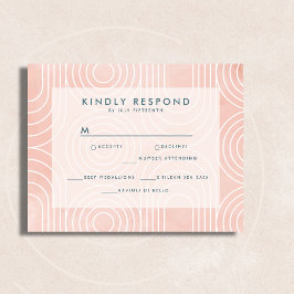 Chique perzik ovalen & cirkels bruiloft RSVP kaartje