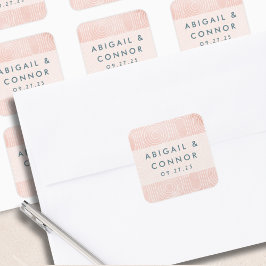 Chique perzik ovalen & cirkels bruiloft vierkante sticker