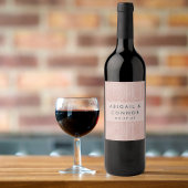 Chique perzik ovalen & cirkels bruiloft wijn etiket