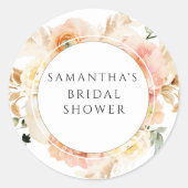 Chique perzik-, room- en blosroze bloemenkleed Taa Ronde Sticker (Voorkant)