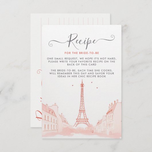 Chique perzik roze eiffel toren Vrijgezellenfeest Informatiekaartje (Voorkant / Achterkant)