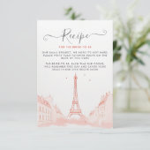 Chique perzik roze eiffel toren Vrijgezellenfeest Informatiekaartje (Staand voorkant)