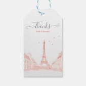 Chique perzik roze foto Eiffeltoren Vrijgezellenfe Cadeaulabel (Achterkant)