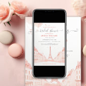 Chique perzik roze foto Eiffeltoren Vrijgezellenfe Kaart