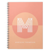 Chique perzik roze geometrisch modern monogram notitieboek (Voorkant)
