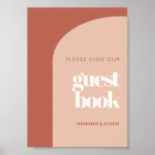 Chique perzik Teken ons gastenboek trouwteken Poster (Voorkant)