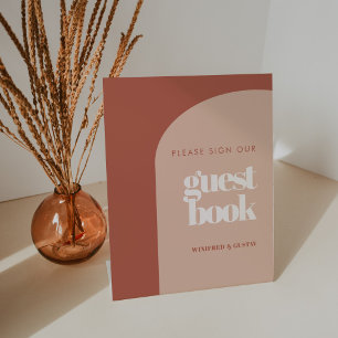 Chique perzik Teken ons gastenboek voetstuk Reclamebord Met Voetstuk