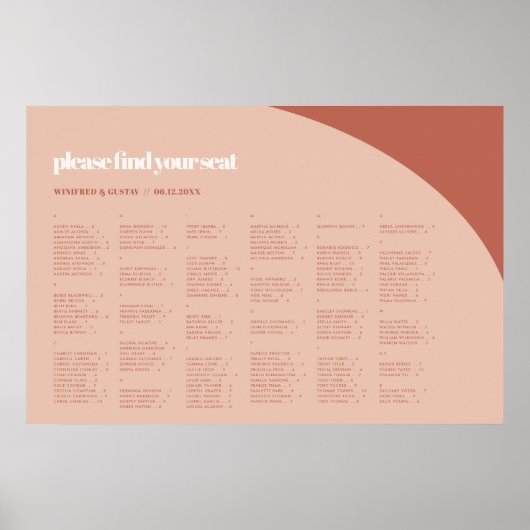 Chique perzik terracotta Alfabetische zitgrafiek Poster (Voorkant)