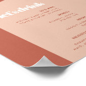 Chique perzik terracotta boog bruiloft Bar menu Poster (Hoek)