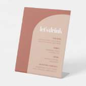 Chique perzik terracotta boog bruiloft Bar menu Reclamebord Met Voetstuk (Voorkant)