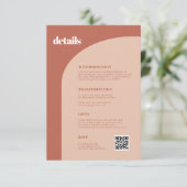 Chique perzik terracotta boog bruiloft details QR  Informatiekaartje (Staand voorkant)