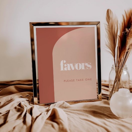 Chique perzik terracotta boog bruiloft gunsten tek poster