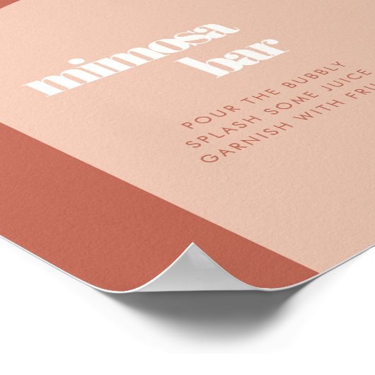 Chique perzik terracotta boog bruiloft Mimosa bar  Poster (Hoek)