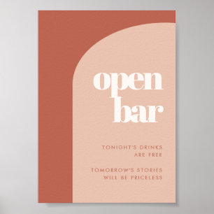 Chique perzik terracotta boog bruiloft Open Bar bo Poster