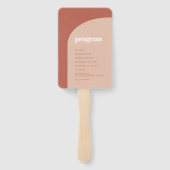 Chique perzik terracotta boog bruiloft programma handwaaier (Achterkant)