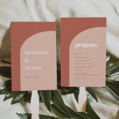 Chique perzik terracotta boog bruiloft programma handwaaier