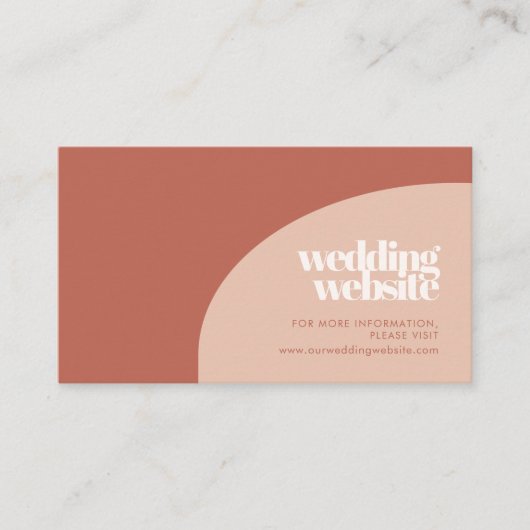 Chique perzik terracotta boog bruiloft website kaa informatiekaartje (Voorkant)