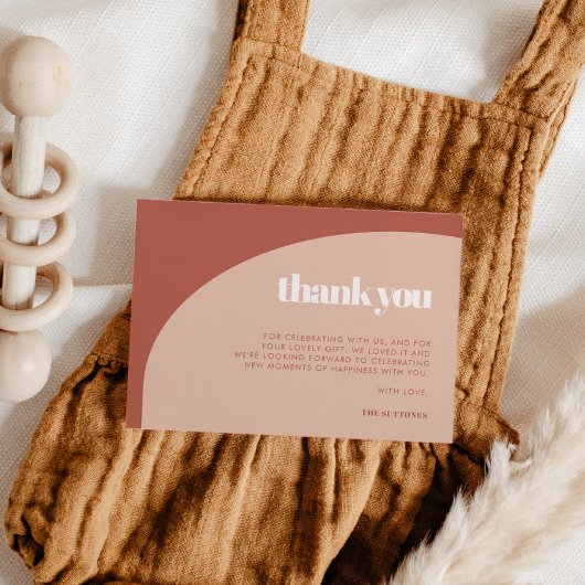 Chique perzik terracotta boog Dank u kaart