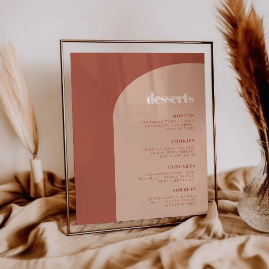 Chique perzik terracotta boog Dessert Bar teken Poster