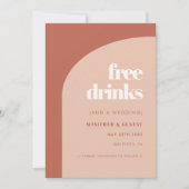 Chique perzik terracotta boog Gratis drinken Save The Date (Voorkant)