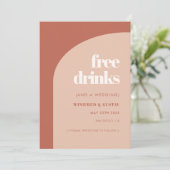 Chique perzik terracotta boog Gratis drinken Save The Date (Staand voorkant)