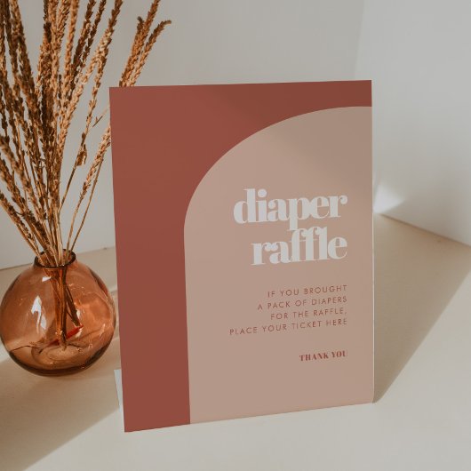 Chique perzik terracotta boog Luier Raffle Reclamebord Met Voetstuk