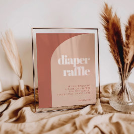 Chique perzik terracotta boog Luier Raffle teken Poster