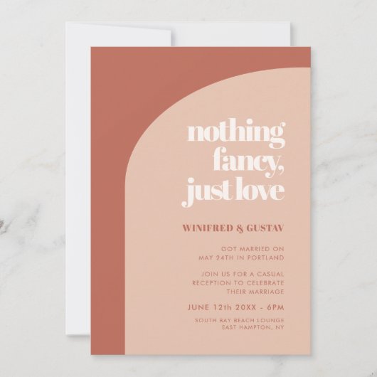 Chique perzik terracotta boog Niets fancy gewoon l Kaart (Voorkant)