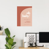 Chique perzik terracotta boog Oh Baby Welkom Poster (Thuiskantoor)