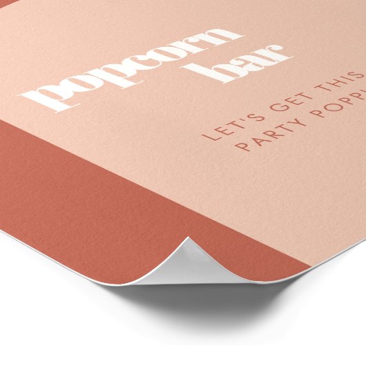 Chique perzik terracotta boog Popcorn bar teken Poster (Hoek)