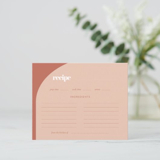 Chique perzik terracotta boog Receptenkaart (Staand voorkant)