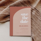 Chique perzik terracotta boog save the date