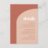 Chique perzik terracotta boog trouwgegevens kaart (Voorkant)