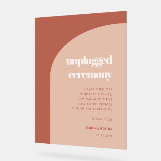 Chique perzik terracotta boog Unplugged ceremonie Acryl Bord (Hoek)