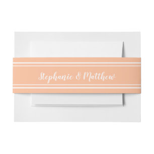 Chique perzik wit bruiloft eenvoudige elegante min uitnodigingen wikkel