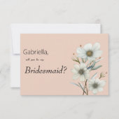 Chique perzik witte munt bloemenveer bruidsmeisje kaart (Voorkant)