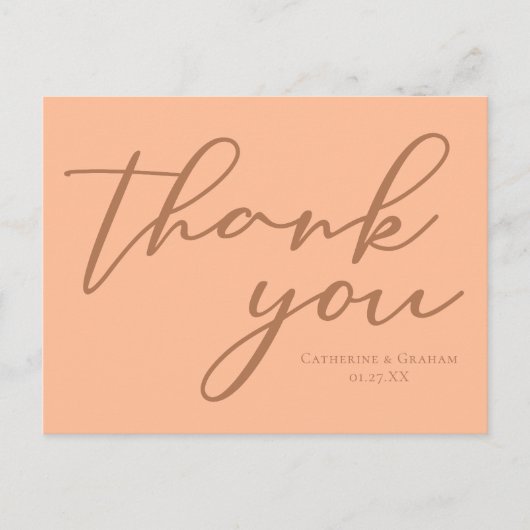 Chique Perzik Zomer Bruiloft Aangepaste Dankjewel Briefkaart (Voorkant)